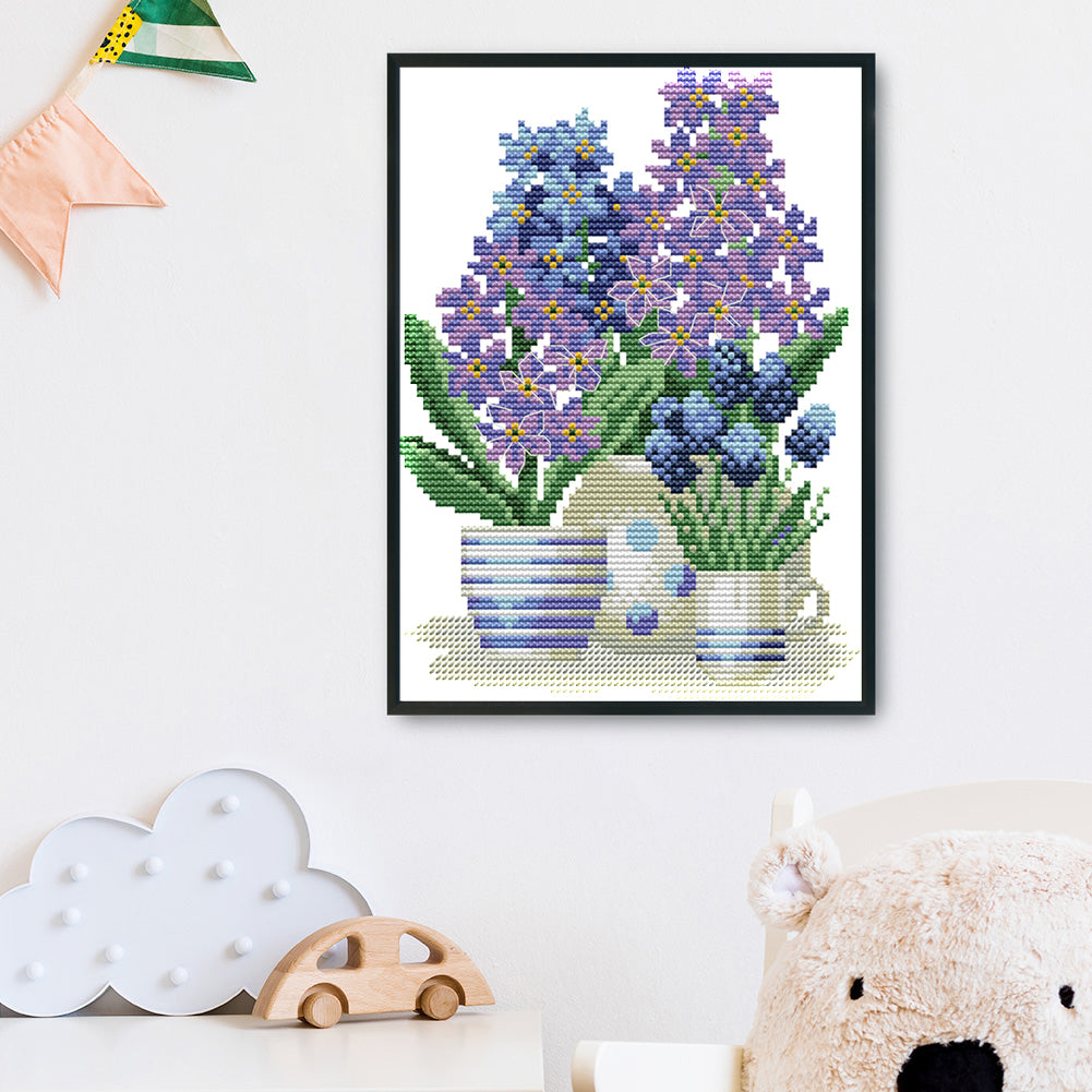 Flowers - 14CT Stamped Cross Stitch 25*18CM