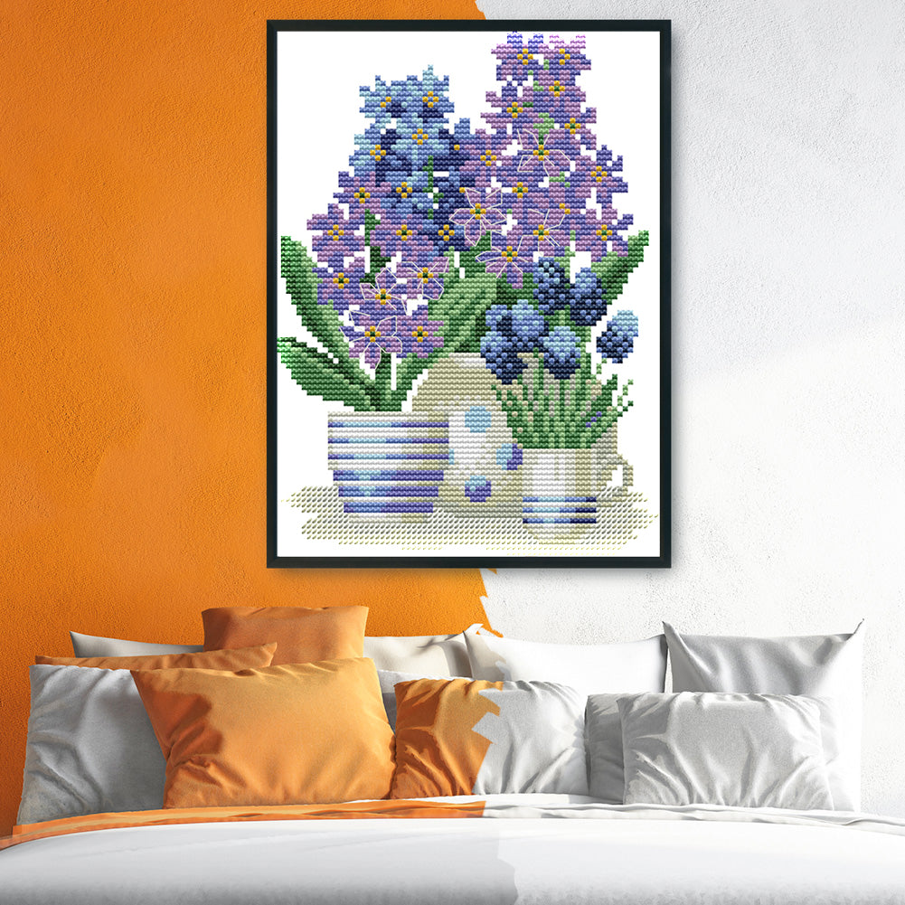 Flowers - 14CT Stamped Cross Stitch 25*18CM