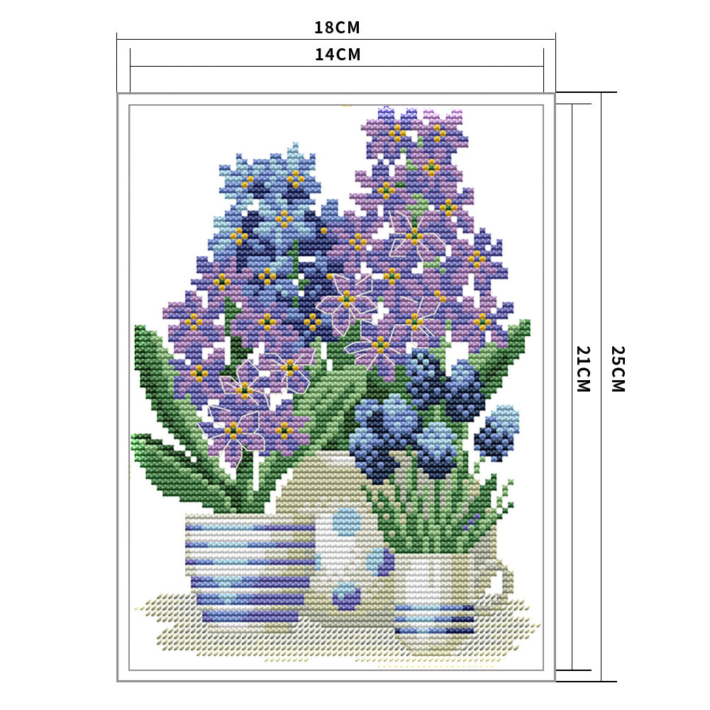 Flowers - 14CT Stamped Cross Stitch 25*18CM