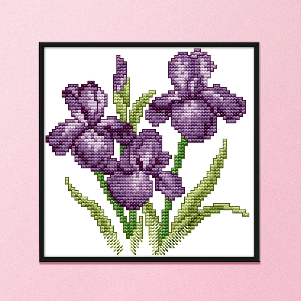 Purple Flower - 14CT Stamped Cross Stitch 17*17CM