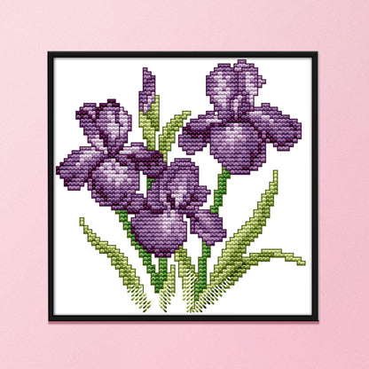 Purple Flower - 14CT Stamped Cross Stitch 17*17CM