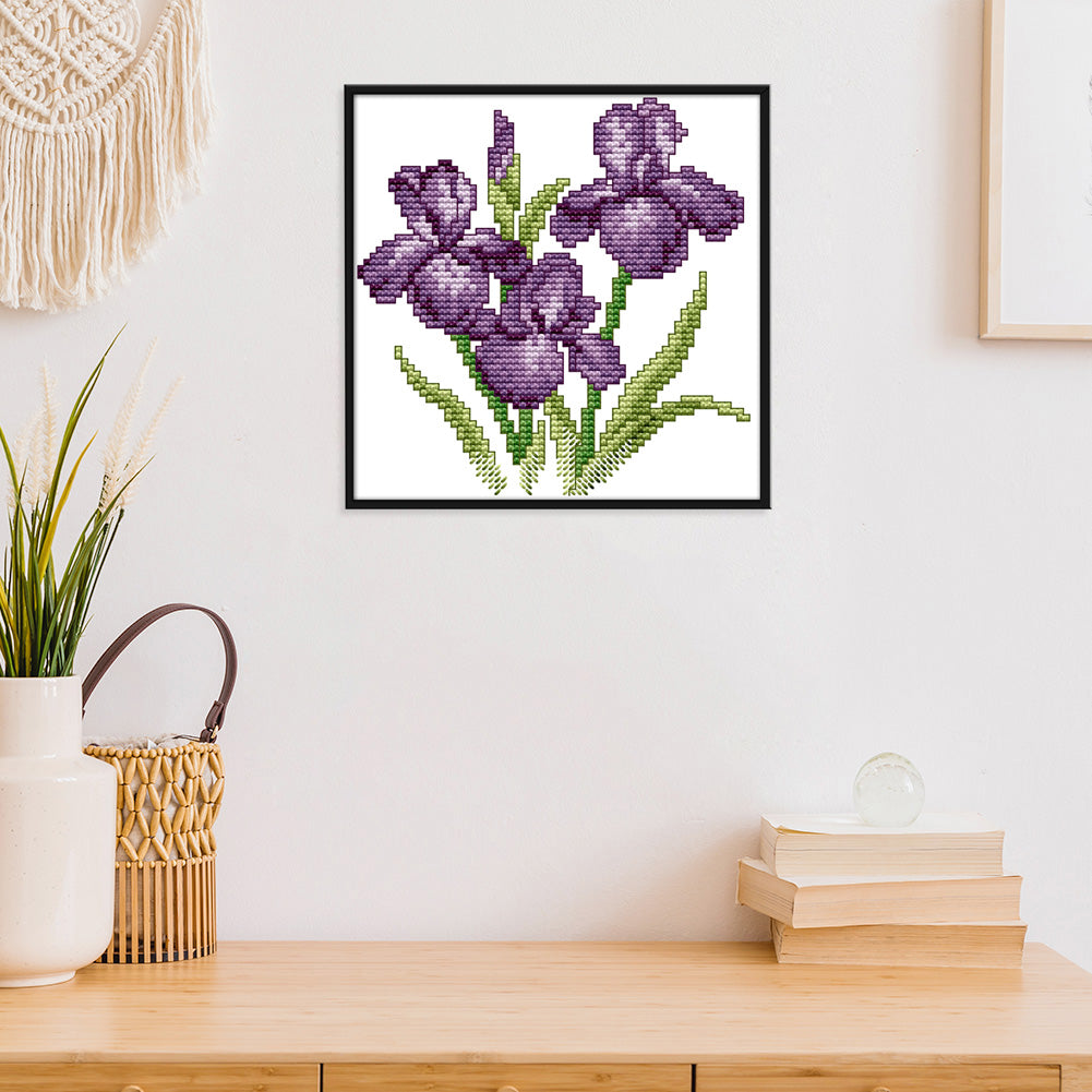 Purple Flower - 14CT Stamped Cross Stitch 17*17CM