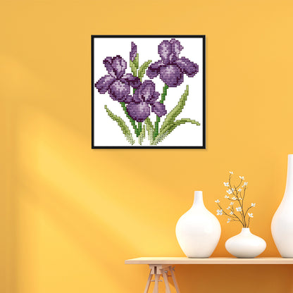 Purple Flower - 14CT Stamped Cross Stitch 17*17CM