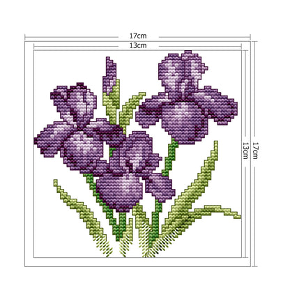 Purple Flower - 14CT Stamped Cross Stitch 17*17CM