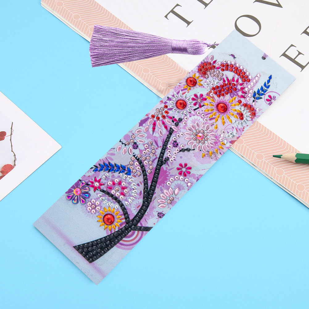 Special Shaped 5D DIY Cartoon Tassel Leather Art Diamond Painting Bookmark