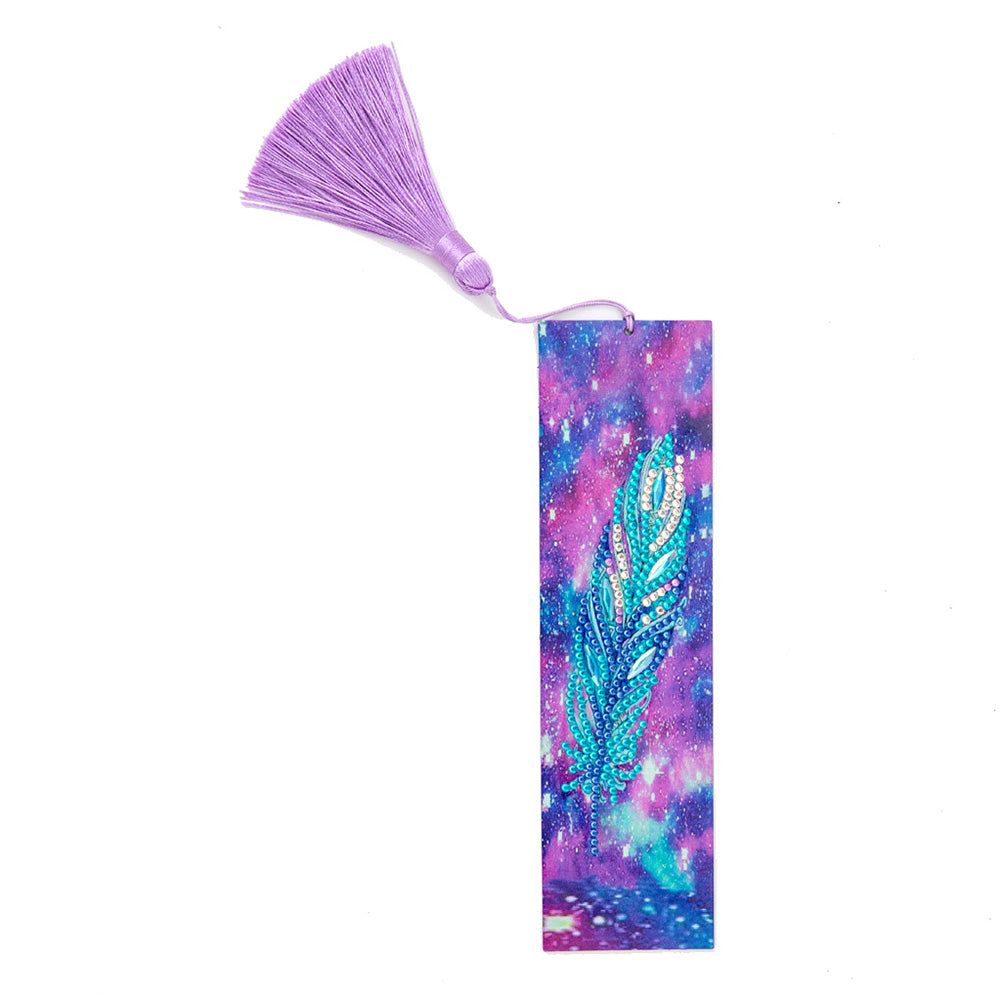 Special Shaped 5D DIY Cartoon Tassel Leather Art Diamond Painting Bookmark
