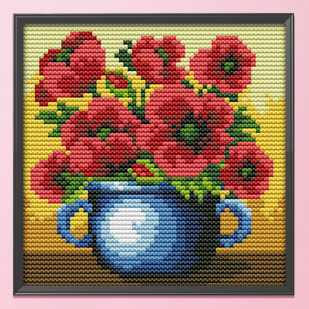 Flowers - 14CT Stamped Cross Stitch 16*16CM