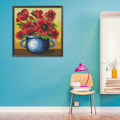 Flowers - 14CT Stamped Cross Stitch 16*16CM