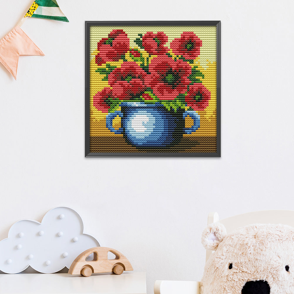 Flowers - 14CT Stamped Cross Stitch 16*16CM