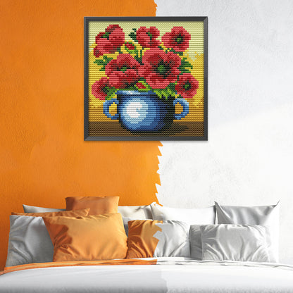 Flowers - 14CT Stamped Cross Stitch 16*16CM