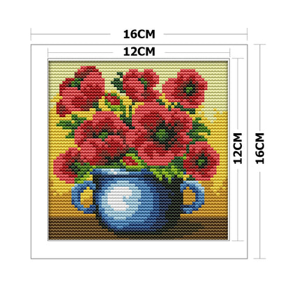 Flowers - 14CT Stamped Cross Stitch 16*16CM