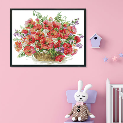 Flowers - 14CT Stamped Cross Stitch 48*37CM