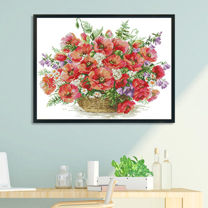 Flowers - 14CT Stamped Cross Stitch 48*37CM