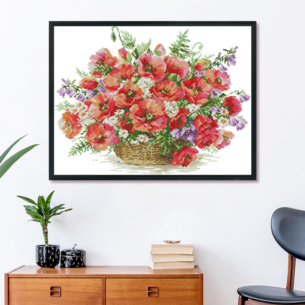 Flowers - 14CT Stamped Cross Stitch 48*37CM