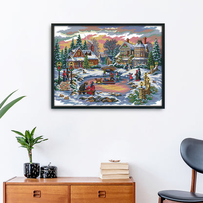 House- 14CT Stamped Cross Stitch 55*43CM