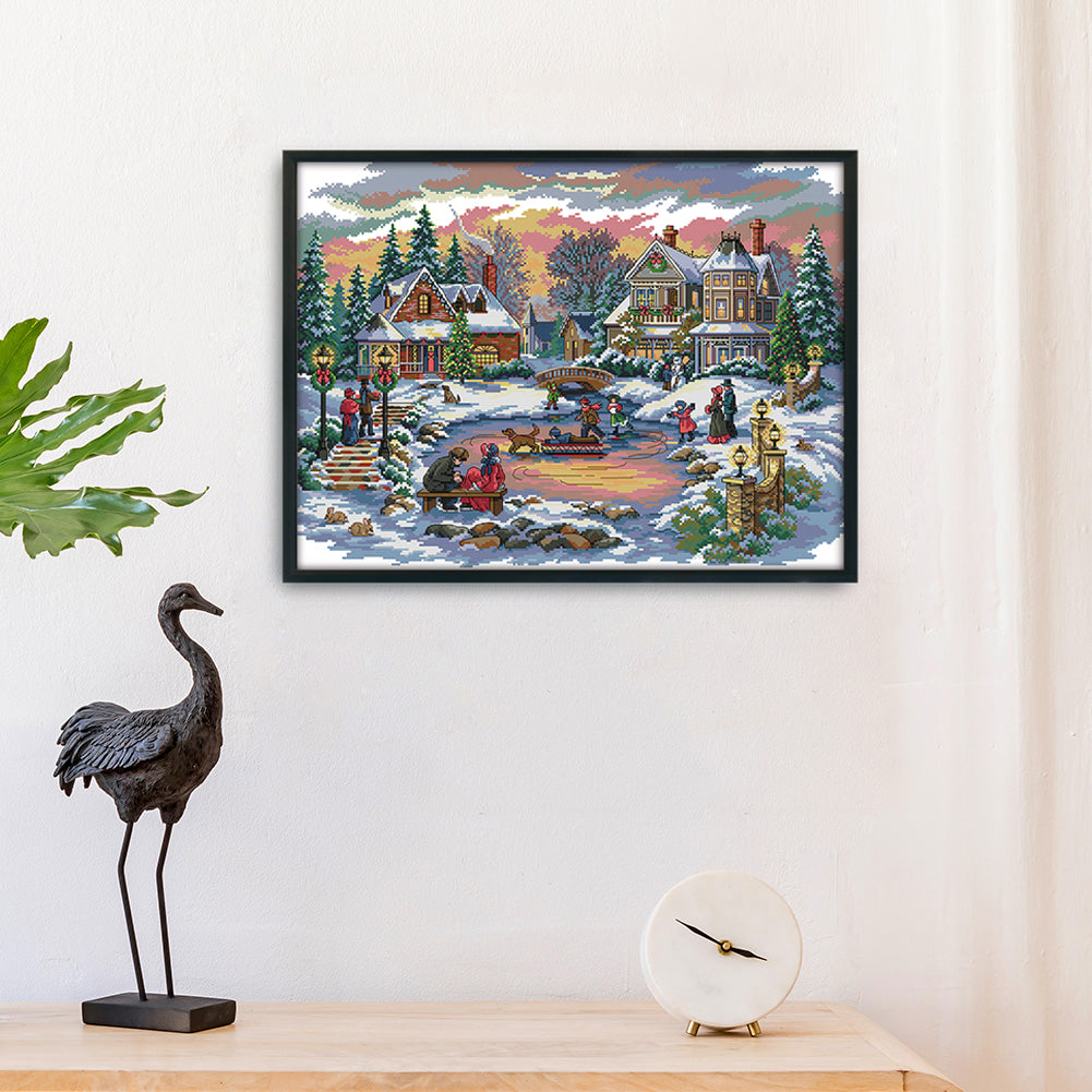 House- 14CT Stamped Cross Stitch 55*43CM
