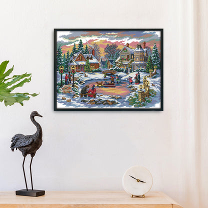 House- 14CT Stamped Cross Stitch 55*43CM