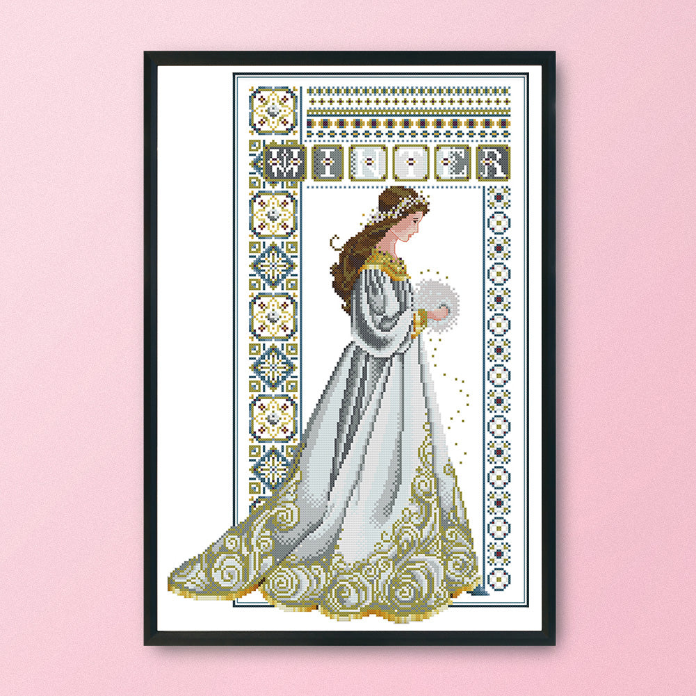 Winter Angel - 14CT Stamped Cross Stitch 36x 52CM