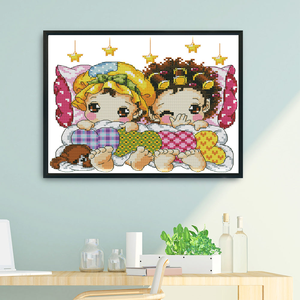 Sleep Row - 14CT Stamped Cross Stitch 23*21CM