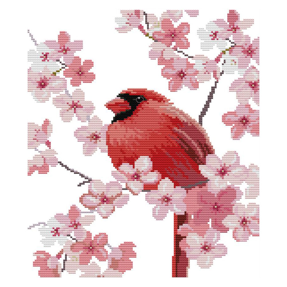 Pink Bird - 14CT Stamped Cross Stitch 31 *35CM
