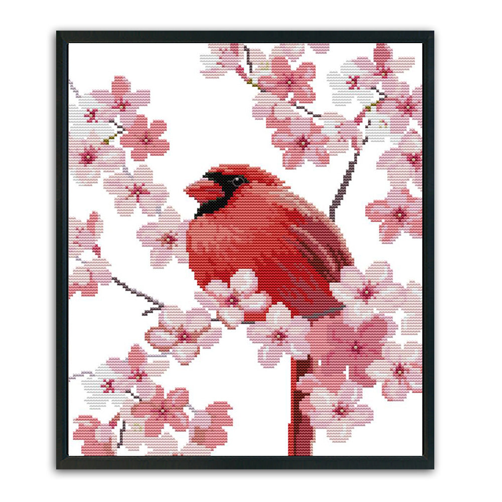 Pink Bird - 14CT Stamped Cross Stitch 31 *35CM