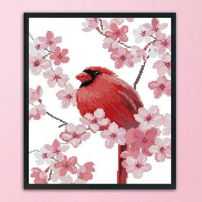 Pink Bird - 14CT Stamped Cross Stitch 31 *35CM
