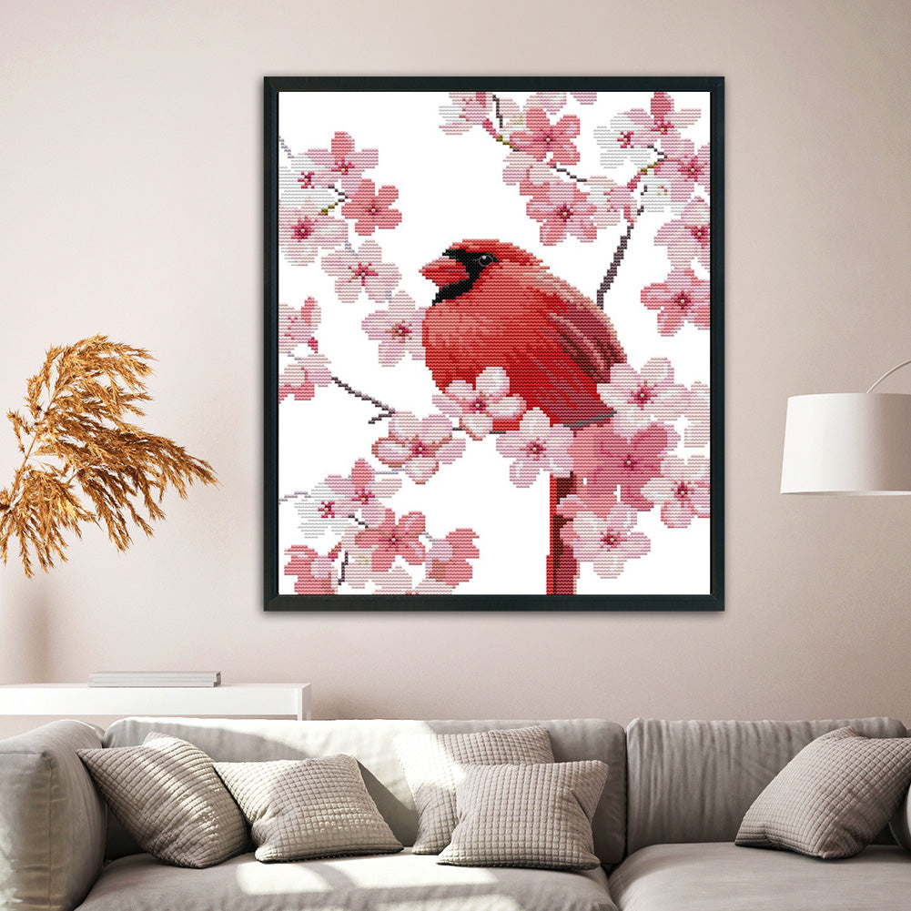 Pink Bird - 14CT Stamped Cross Stitch 31 *35CM
