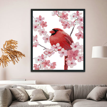 Pink Bird - 14CT Stamped Cross Stitch 31 *35CM