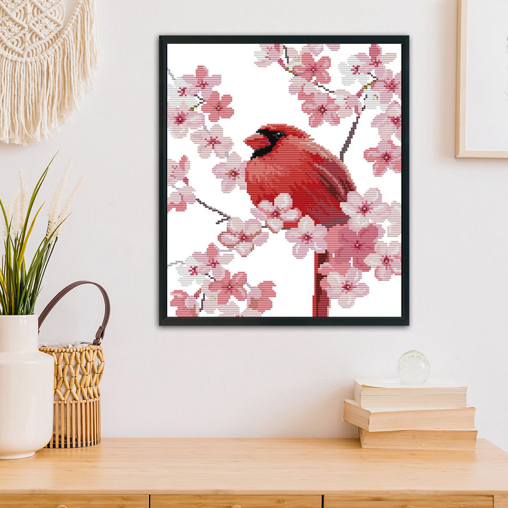 Pink Bird - 14CT Stamped Cross Stitch 31 *35CM