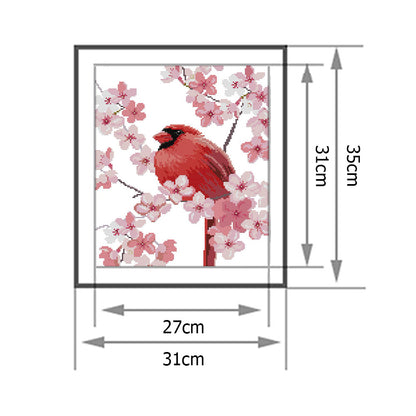 Pink Bird - 14CT Stamped Cross Stitch 31 *35CM