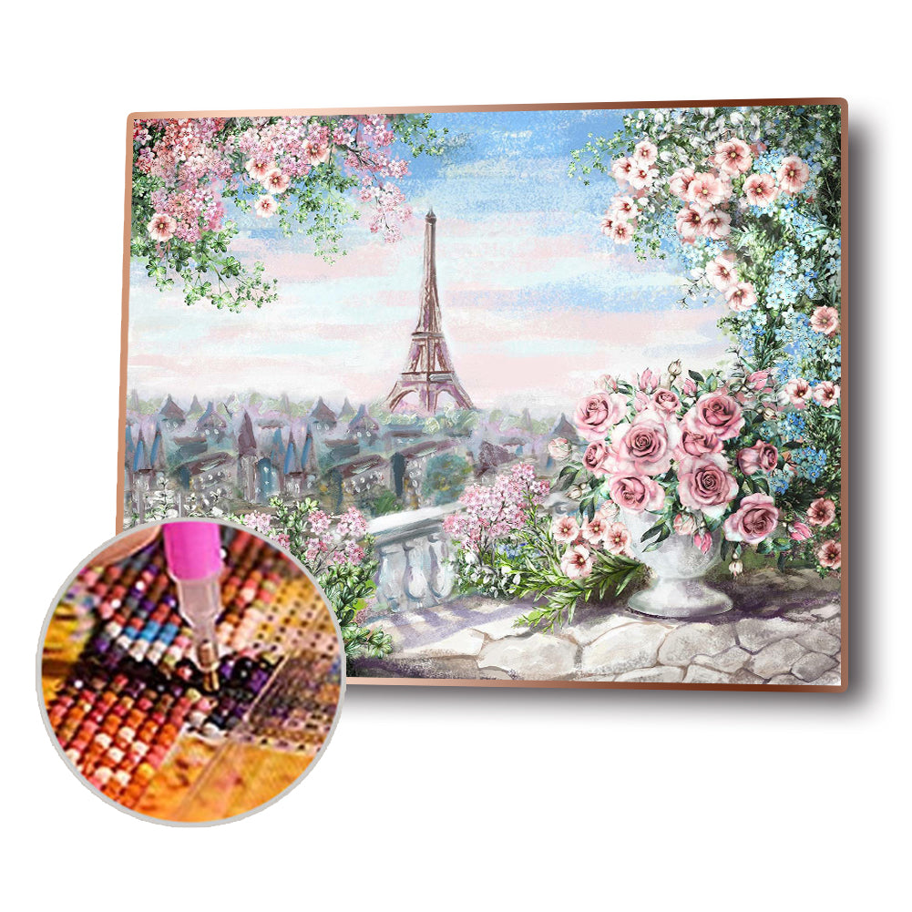 Eiffel Tower - Full Round Drill Diamond Painting 40*30CM