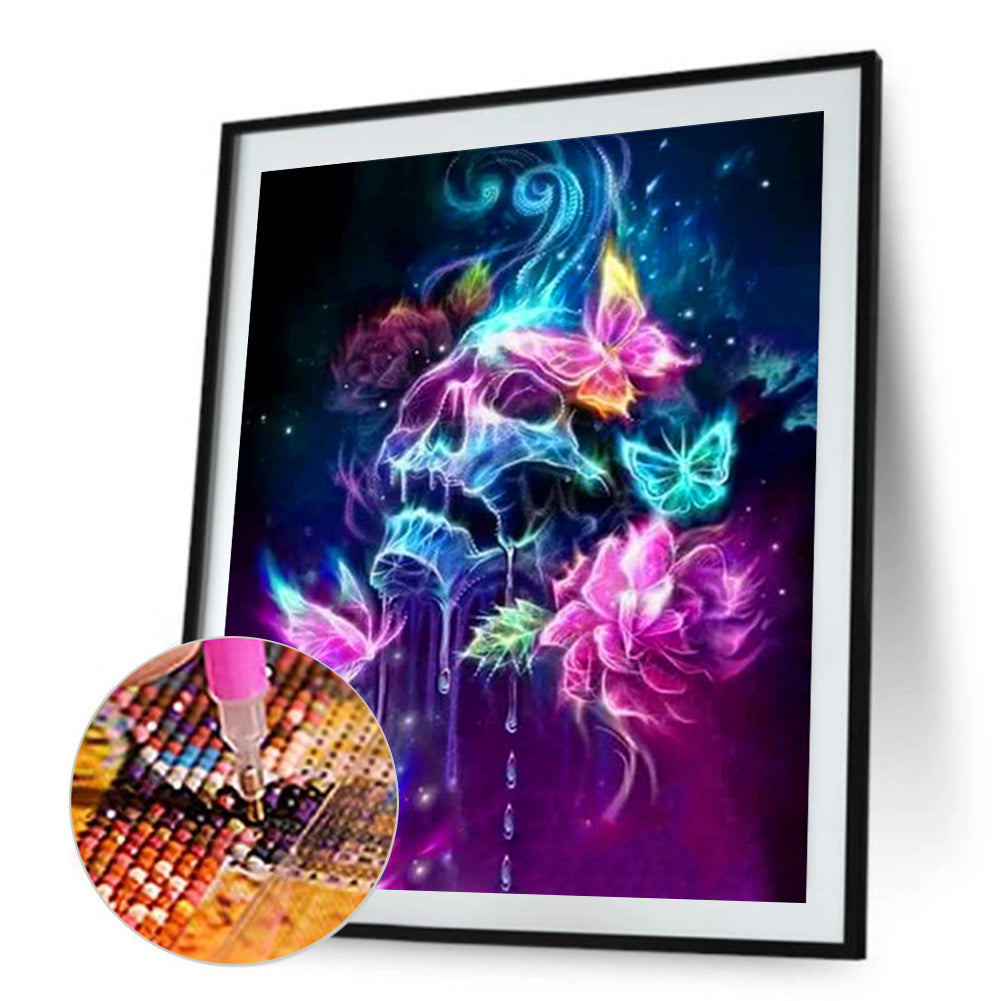 Skull Buttlefly - Full Round Drill Diamond Painting 30*40CM