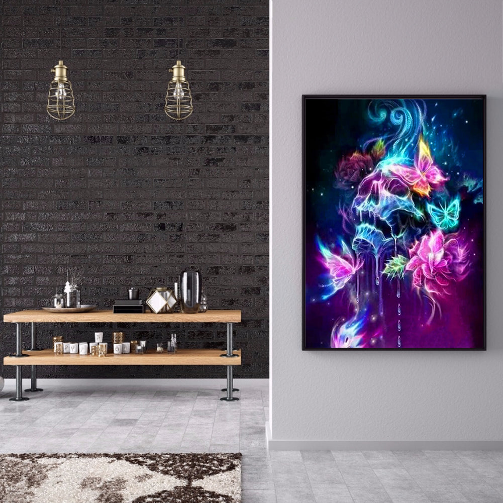 Skull Buttlefly - Full Round Drill Diamond Painting 30*40CM