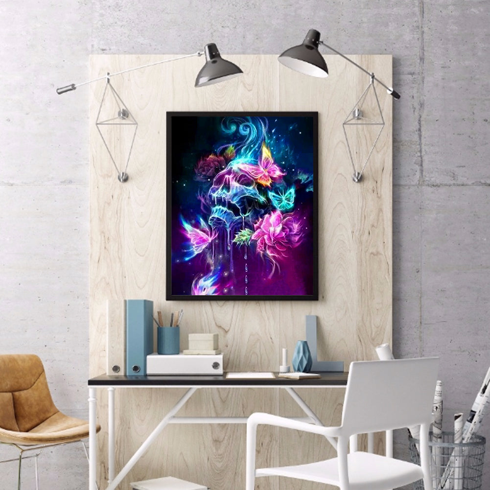 Skull Buttlefly - Full Round Drill Diamond Painting 30*40CM