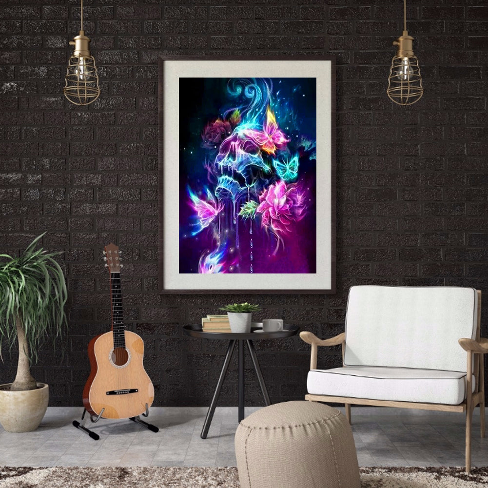 Skull Buttlefly - Full Round Drill Diamond Painting 30*40CM
