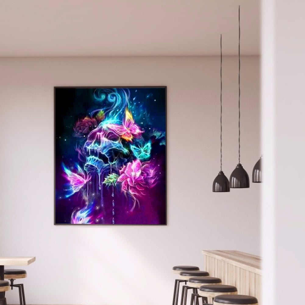 Skull Buttlefly - Full Round Drill Diamond Painting 30*40CM