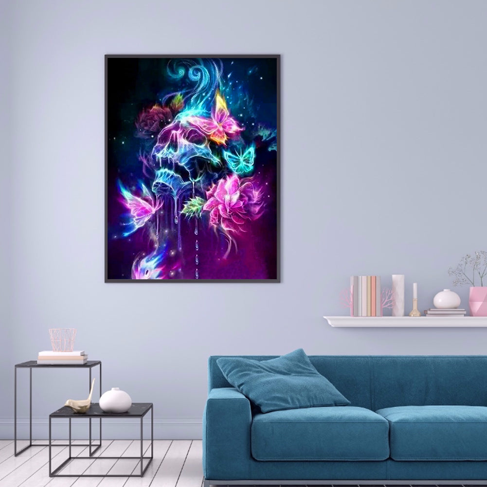 Skull Buttlefly - Full Round Drill Diamond Painting 30*40CM