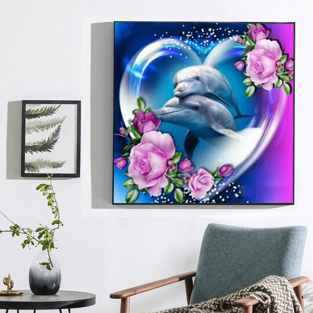 Couple Dolphins - Full Round Drill Diamond Painting 30*30CM