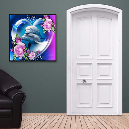 Couple Dolphins - Full Round Drill Diamond Painting 30*30CM