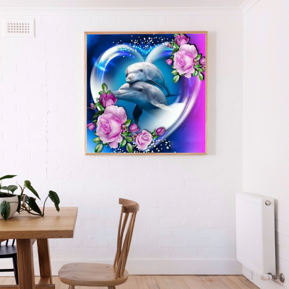 Couple Dolphins - Full Round Drill Diamond Painting 30*30CM