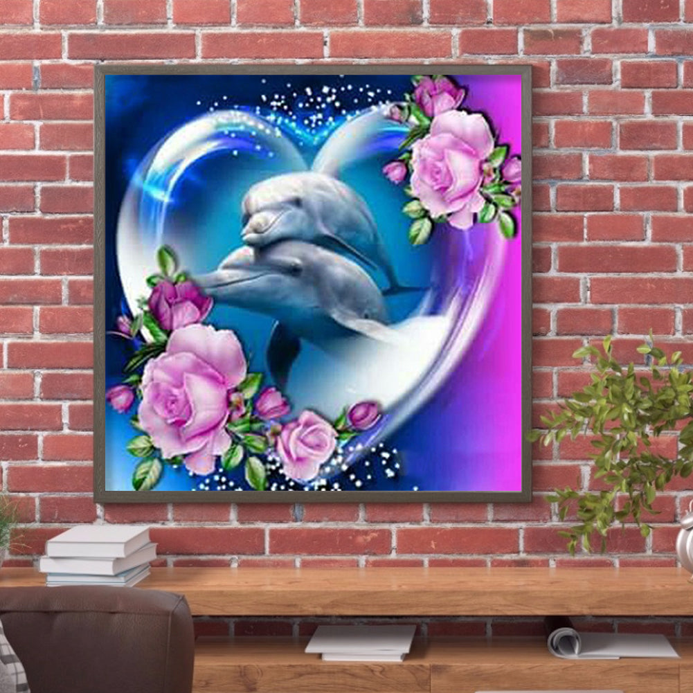 Couple Dolphins - Full Round Drill Diamond Painting 30*30CM