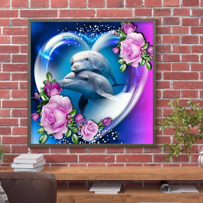 Couple Dolphins - Full Round Drill Diamond Painting 30*30CM