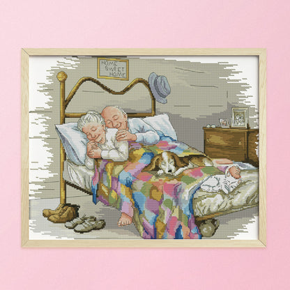 Old Couple - 14CT Stamped Cross Stitch 44 *36CM