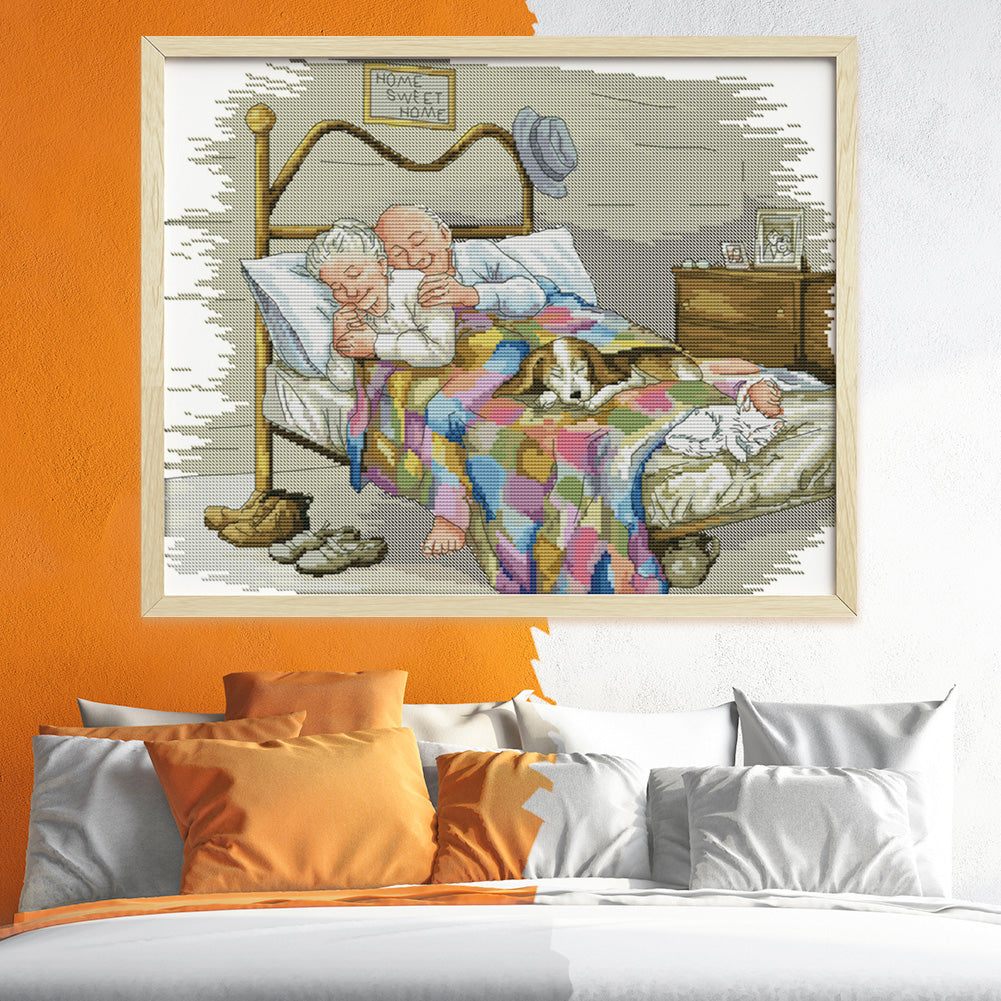 Old Couple - 14CT Stamped Cross Stitch 44 *36CM