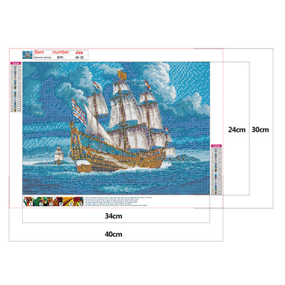 Boat - Full Round Drill Diamond Painting 40*30CM