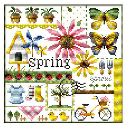 Spring- 14CT Stamped Cross Stitch 26*26CM