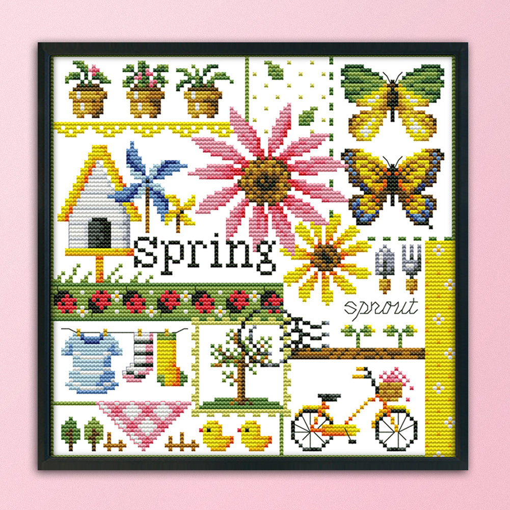 Spring- 14CT Stamped Cross Stitch 26*26CM