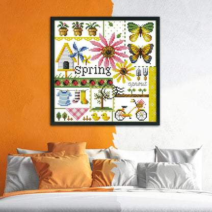 Spring- 14CT Stamped Cross Stitch 26*26CM