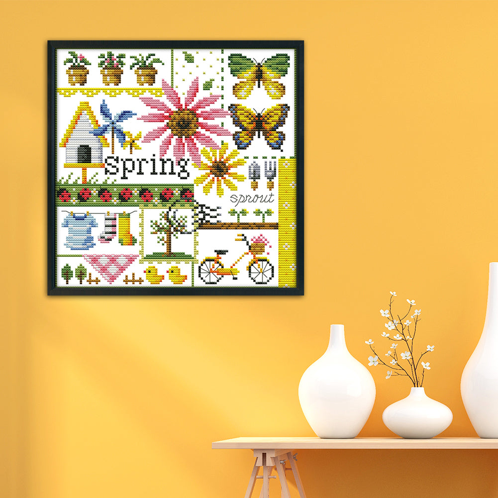 Spring- 14CT Stamped Cross Stitch 26*26CM