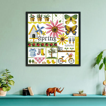 Spring- 14CT Stamped Cross Stitch 26*26CM
